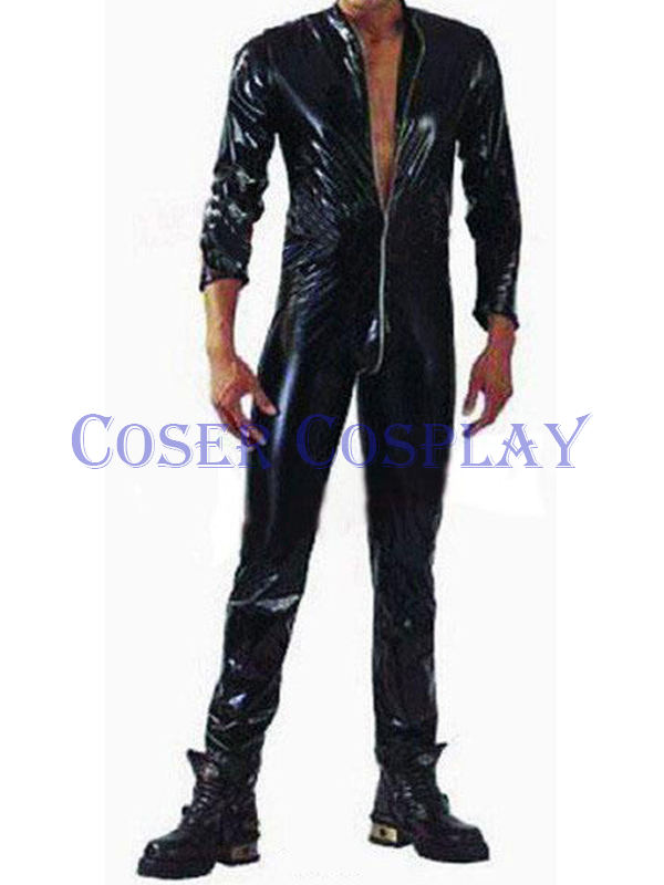 PVC Black Jumpsuits Sexy Halloween Costumes for Men 2708